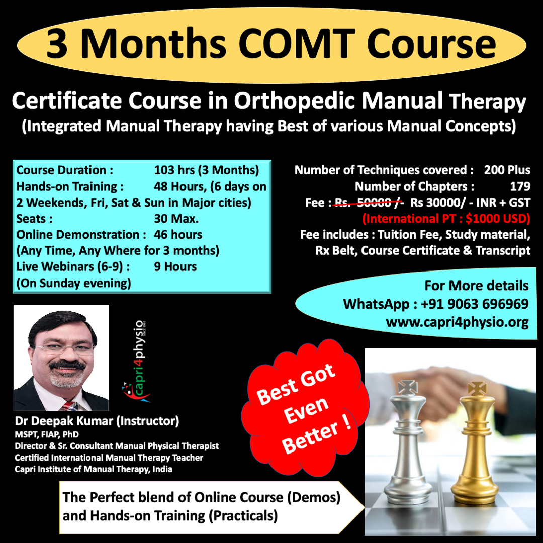 Certificate in Orthopaedic Manual Therapy (Hands On + Online)