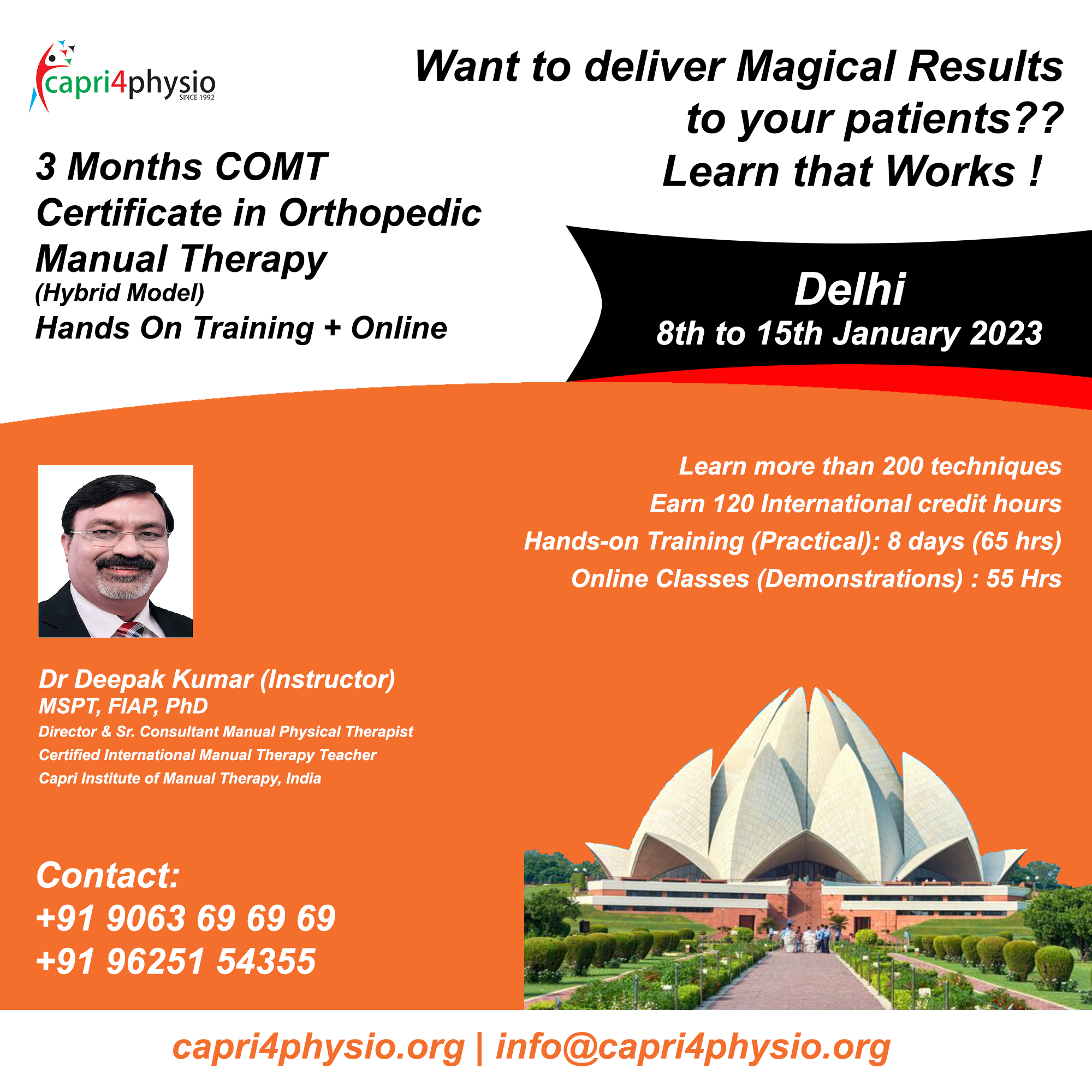 Delhi : Certificate in Orthopaedic Manual Therapy